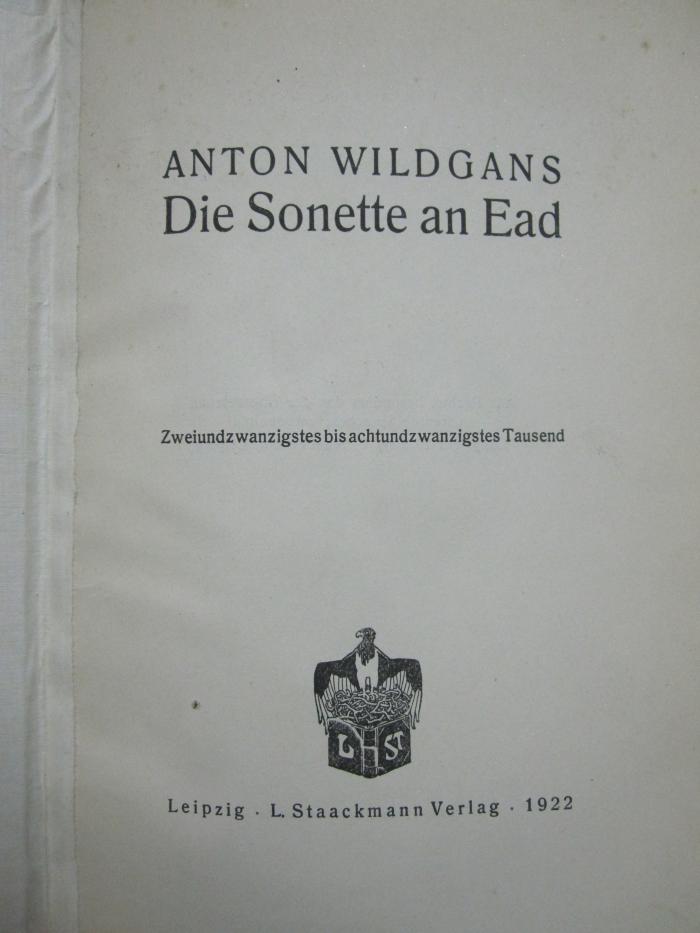 III 65687 2.Ex.: Die Sonette an Ead (1922)