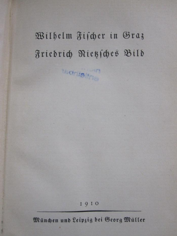 Hm 286: Friedrich Nietzsches Bild (1910)