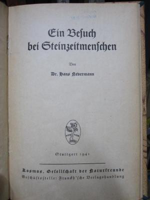 Bd 258: Ein Besuch bei Steinzeitmenschen (1941)
