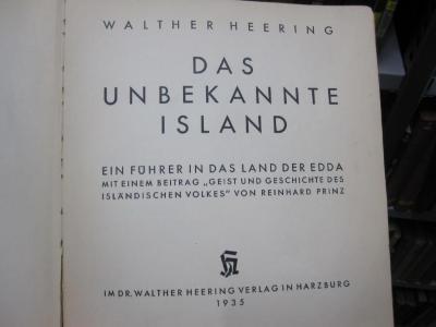 Bi 254 2.Ex.: Das unbekannte Island : ein Führer in das Land der Edda (1935)