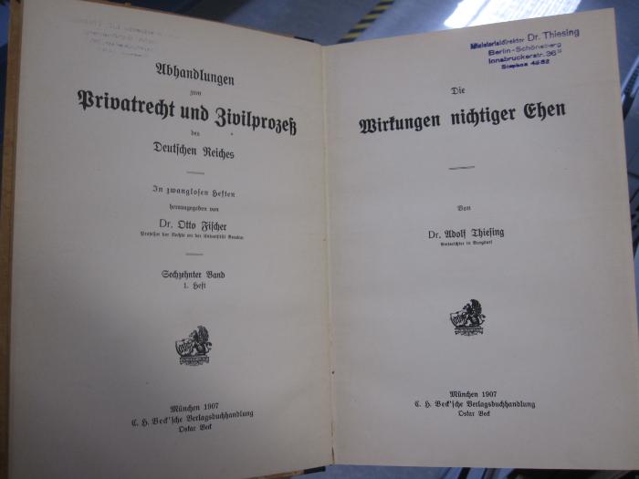 Ee 233: Abhandlungen zum Privatrecht und Zivilprozeß des Deutschen Reiches : in  zwanglosen Heften

 (1907)