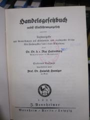 Ef 631 g: Handelsgesetzbuch nebst Einführungstext : Textausgabe mit Verweisungen auf abändernde und ergänzende Gesetze; mit Sachregister sowie einer Einleitung (1932)