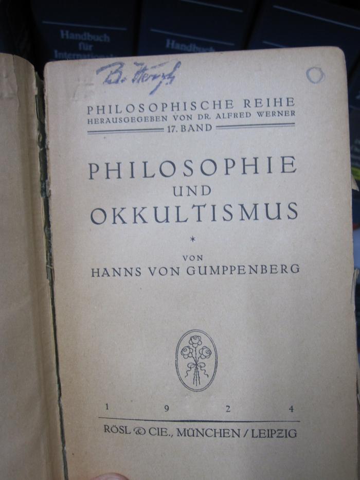 Hv 45 1924: Philosophie und Okkultismus (1924)