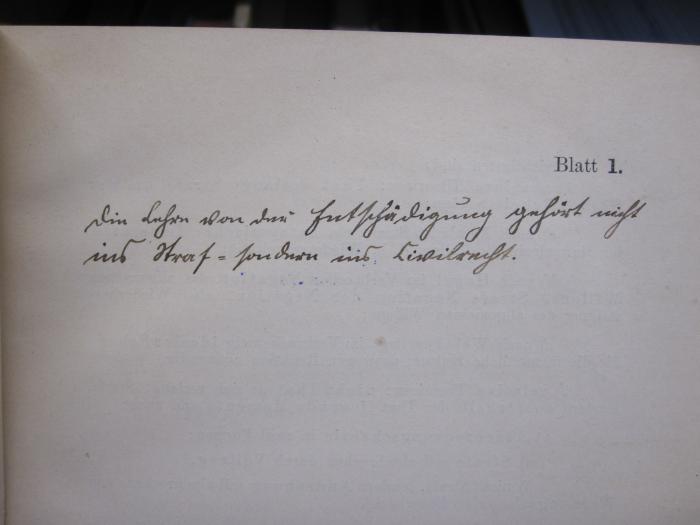 Eh 350: Vorlesungen über Strafrecht (als Manuskript gedruckt) (s.a.);G45II / 500 (unbekannt), Von Hand: Notiz; 'Die Lehre von der Entschädigung gehört nicht ins Straf- sondern ins Civilrecht.'. 