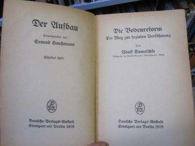 Gg 189: Die Bodenreform : Der Weg zur sozialen Versöhnung (1919)
