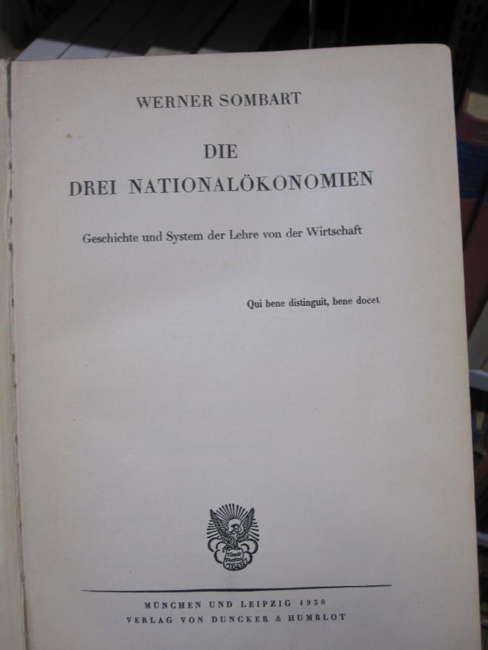 Gb 70 2. Ex. : Die Nationalökonomien : Geschichte und System der Lehre von der Wirtschaft (1930)