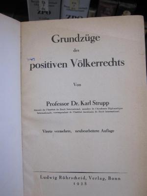 El 206 d, Ls: Grundzüge des positiven Völkerrechts (1928)
