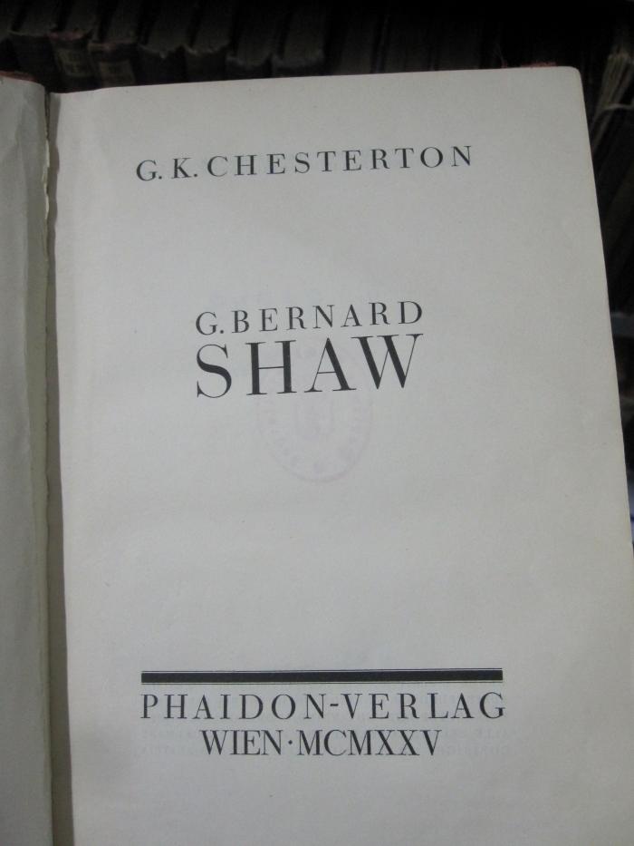 III 81943 2.Ex.: G. Bernard Shaw (1925)