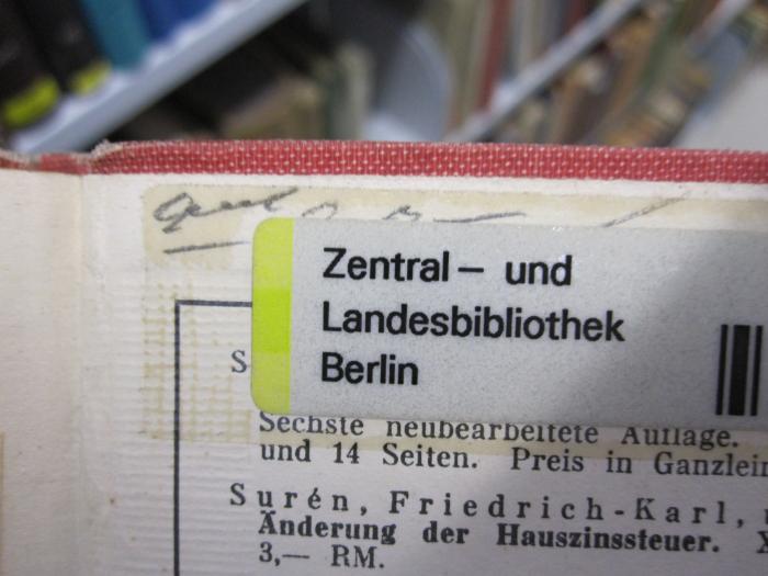 Eh 352: Neue Rechtsanwaltsordnung in der Fassung des Gesetzes vom 21. Februar 1936 (1936);G45II / 1852 (unbekannt), Von Hand: Buchhändler, Notiz. 