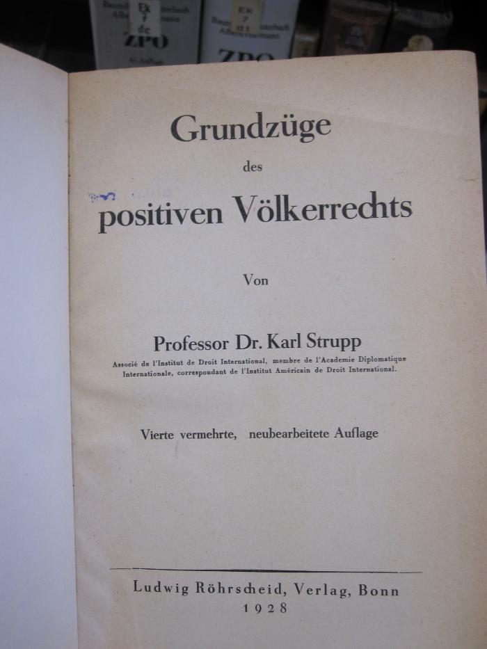 El 206 d, Ls: Grundzüge des positiven Völkerrechts (1928)