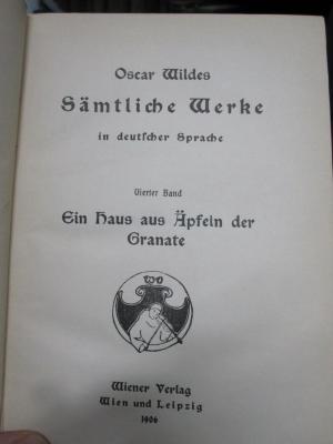 III 83230 4-8: Sämtliche Werke in deutscher Sprache (1906)