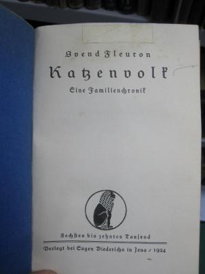 III 94904 4.Ex.: Katzenvolk : eine Familienchronik (1924)