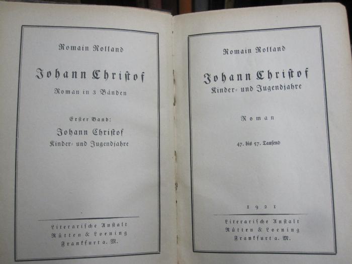 III 90445 1: Johann Christof : Kinder- und Jugendjahre (1921)