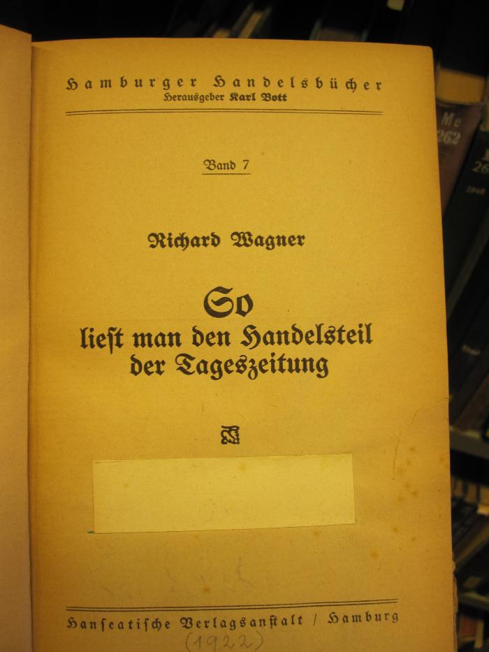 Me 382: So liest man den Handelsteil der Tageszeitung (1922)
