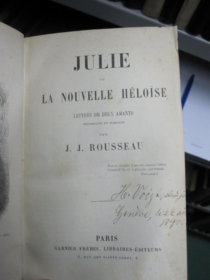 III 90598 4.Ex.: Julie ou la nouvelle héloïse : lettres de deux amants (o.J.)