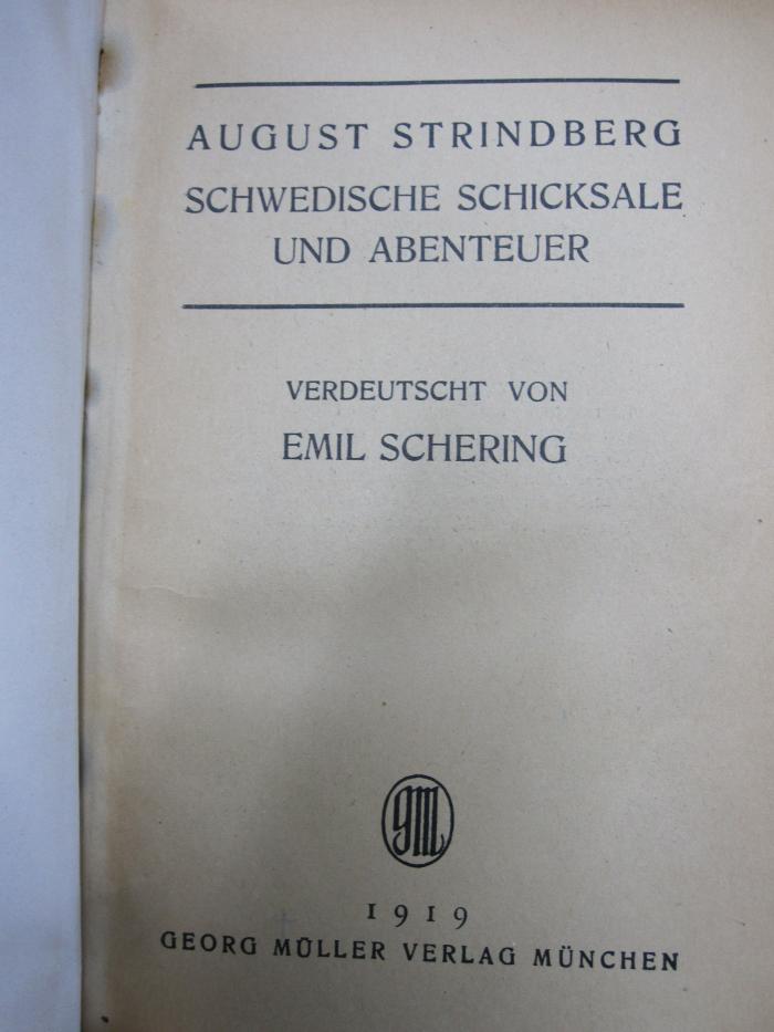 III 96905 III 1 5.Ex.: Schwedische Schicksale und Abenteuer (1919)