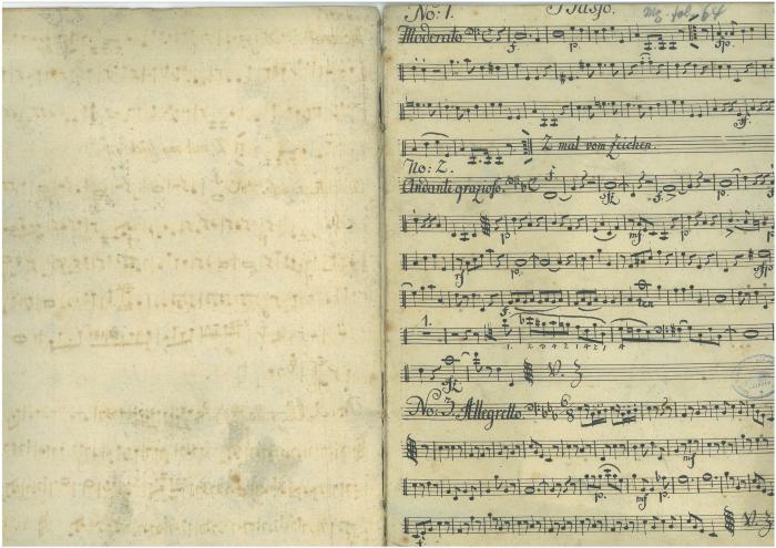  Maurer Gesänge Basso A [Handschrift] (o.J.);- (Loge Minerva zu den Drei Palmen in Leipzig), Von Hand: Signatur; 'Mg. fol. 64'. 