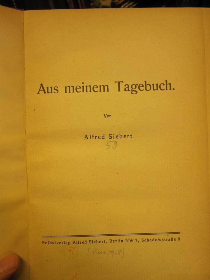 Tx 897: Aus meinem Tagebuch (1929)