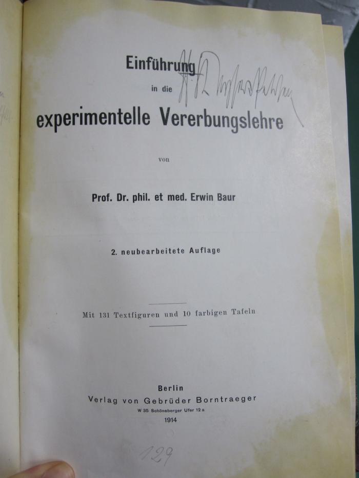 Ka 97 b: Einführung in die experimentelle Vererbungslehre (1914)