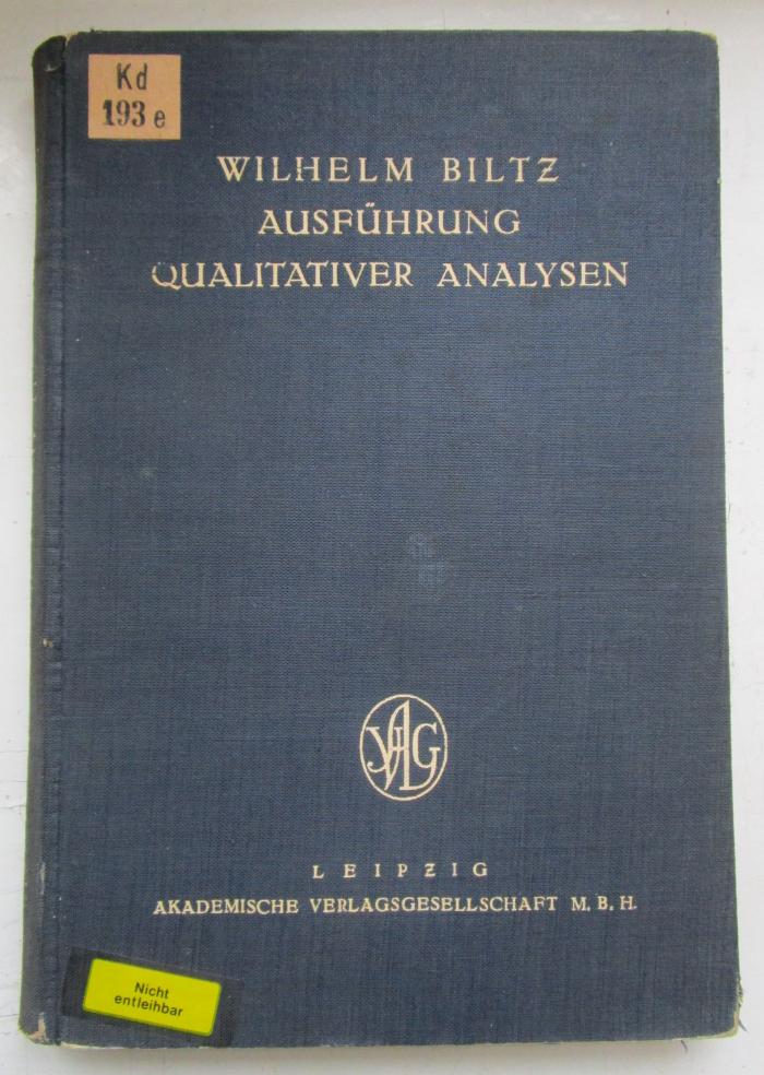 Kd 193 e Ers.: Ausführung qualitativer Analysen (1939)