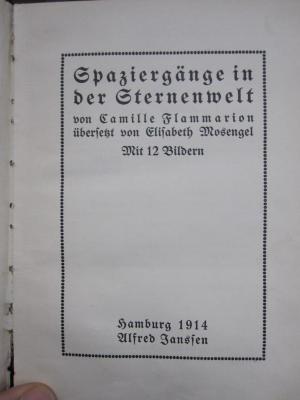 Kb 191: Spaziergänge in der Sternenwelt (1914)