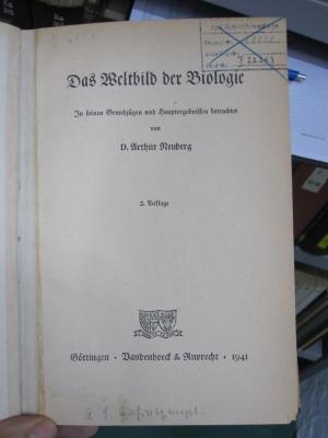 Ka 272 b 2: Das Weltbild der Biologie (1941)