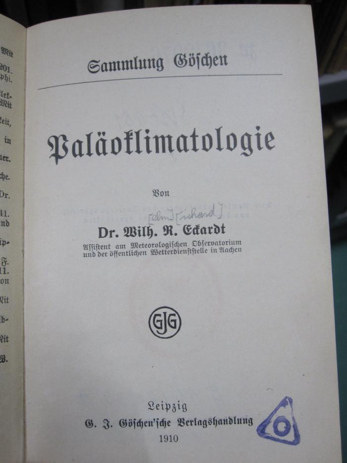 Kc 681: Paläoklimatologie (1910);G46 / 2838 (unbekannt), Stempel: Zensurstempel; '0'. 