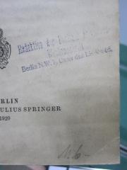 G46 / 9 (Redaktion der Berliner [...] Wochenschrift), Stempel: Name, Ortsangabe; 'Redaktion der Berliner [...] Wochenschrift
Berlin N.W. 7, Unter den Linden [..]'. 