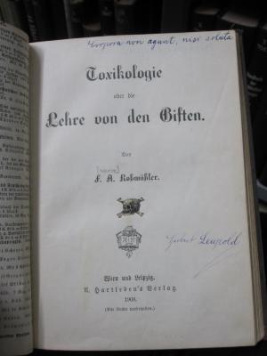 X 6372 Ers.: Toxikologie oder die Lehre von den Giften (1908)