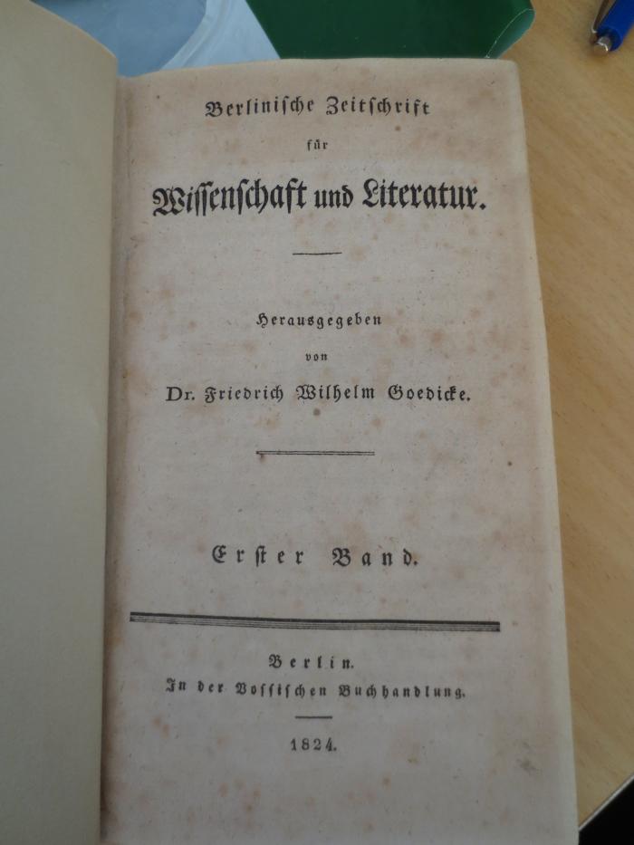 B 310/47 1. 1824,1: Berlinische Zeitschrift für Wissenschaft und Literatur (1824)