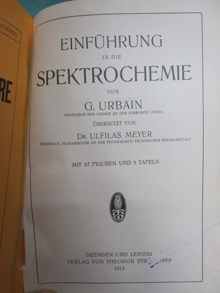 Kd 380: einführung in die Spektochemie (1913)