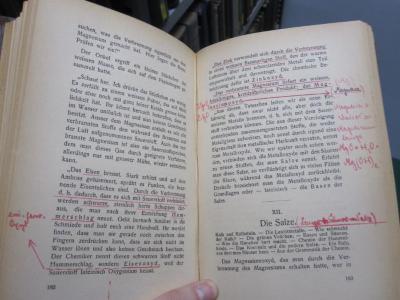 Kd 394 ab: Chemie für Jungen : ein Experimentier- und Lesebuch (1921);G46 / 2273 (Huft, Wulfram), Von Hand: Annotation, Annotation. 