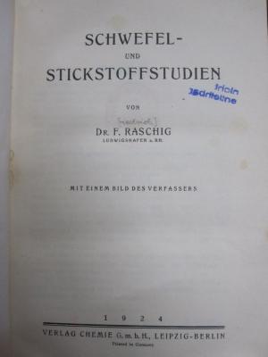 Kd 406: Schwefel- und Stickstoffstudien (1924)