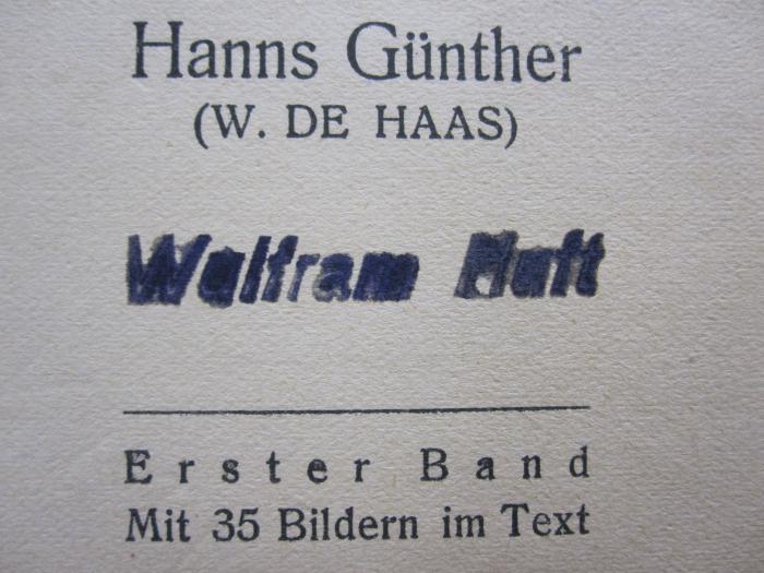 Kd 394 ab: Chemie für Jungen : ein Experimentier- und Lesebuch (1921);G46 / 2273 (Huft, Wulfram), Stempel: Name; 'Wulfram Huft'. 