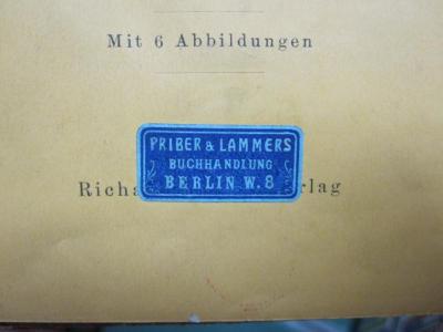 Ke 359 Ers.: Die Eiszeit in Norddeutschland (1910);- (Priber &amp; Lammers (Buchhandlung)), Etikett: Buchhändler, Name, Ortsangabe; 'PRIBER &amp; Lammers
BUCHHANDLUNG
BERLIN W. 8'.  (Prototyp)