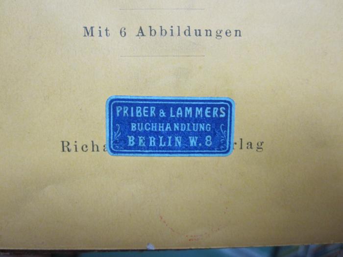 Ke 359 Ers.: Die Eiszeit in Norddeutschland (1910);- (Priber &amp; Lammers (Buchhandlung)), Etikett: Buchhändler, Name, Ortsangabe; 'PRIBER &amp; Lammers
BUCHHANDLUNG
BERLIN W. 8'.  (Prototyp)