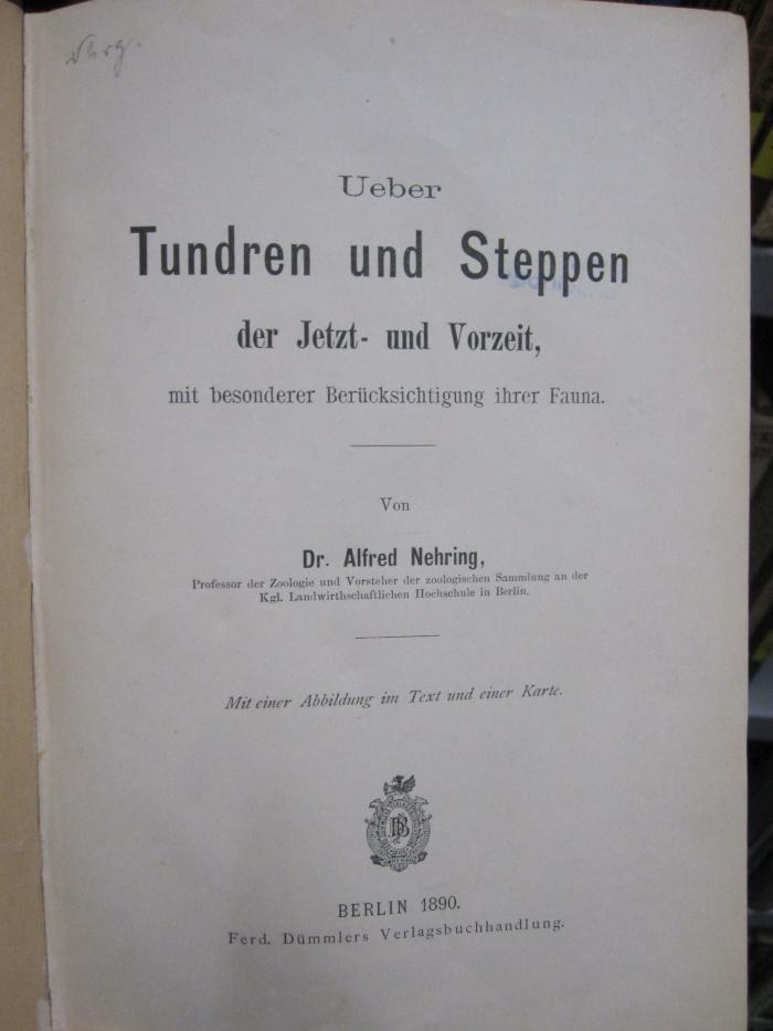 Ke 90 Ers.: Ueber Tundren und Steppen der Jetzt- und Vorzeit, mit besonderer Berücksichtigung ihrer Fauna (1890)