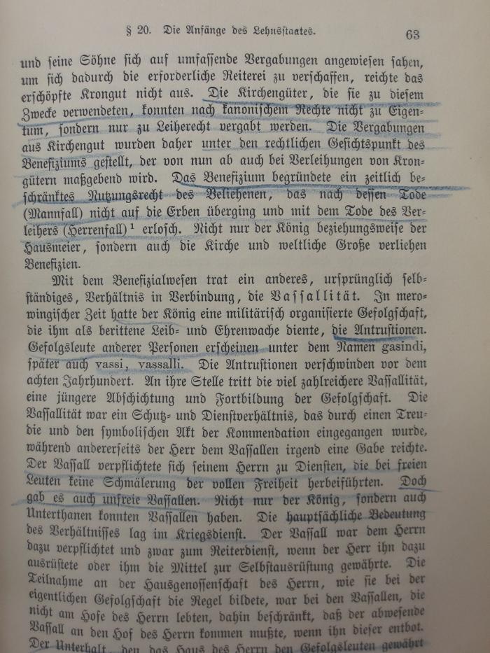 V 611: Grundzüge der deutschen Rechtsgeschichte (1901);G45II / 1219 (Schwenk, Felix), Von Hand: Annotation. 