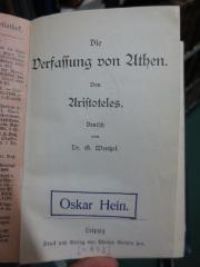 I 1481 2. Ex.: Die Verfassung von Athen (1892)