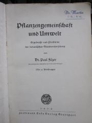 Kf 208 Ers.: Pflanzengemeinschaft und Umwelt : Ergebnisse und Probleme der botanischen Standortforschung (1936)