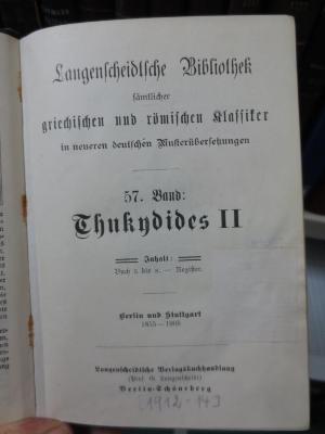 I 1411 b-g, 2: Thukydides II (Buch 5 bis 8, Register) (1912-14)