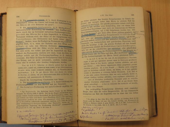V 486 i: Institutionen : ein Lehrbuch der Geschichte und des Systems des römischen Privatrechts (1899);G45II / 1724 (Schwenk, Felix), Von Hand: Annotation, Annotation. 