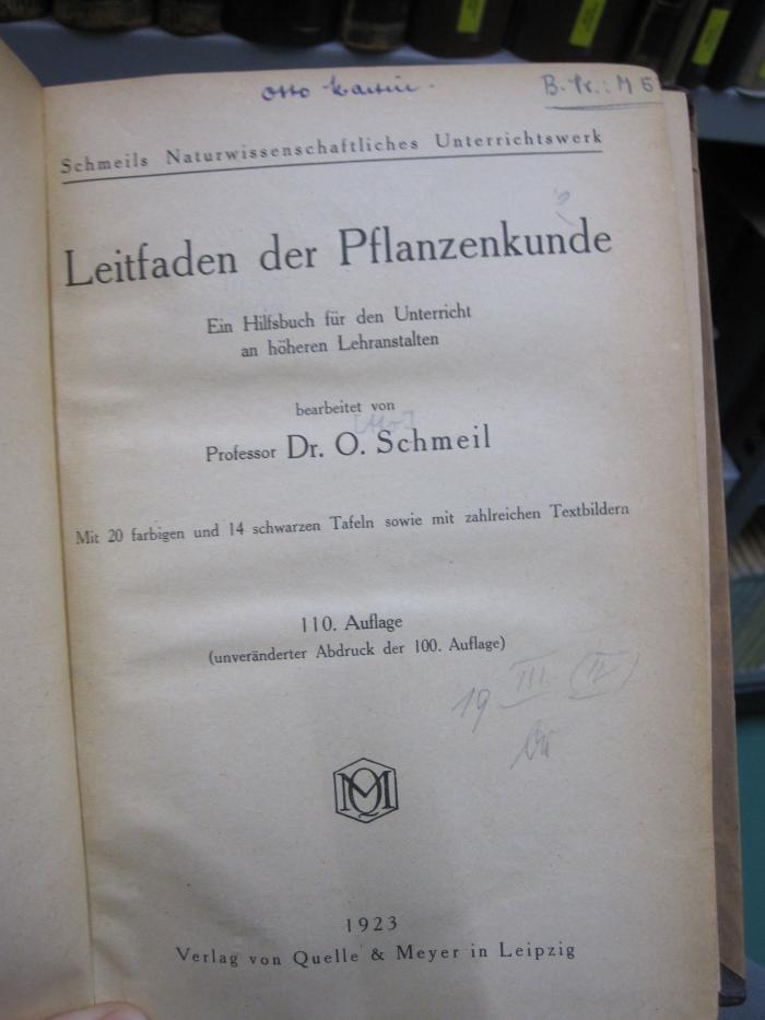 Kf 452 aao: Leitfaden der Pflanzenkunde : ein Hilfsbuch für Unterricht an höheren Lehranstalten (1923)