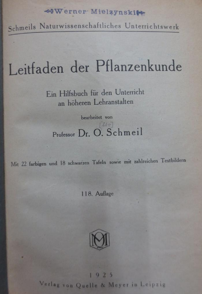 Kf 452 aah: Leitfaden der Pflanzenkunde : ein Hilfsbuch für den Unterricht an höheren Lehranstalten (1925)