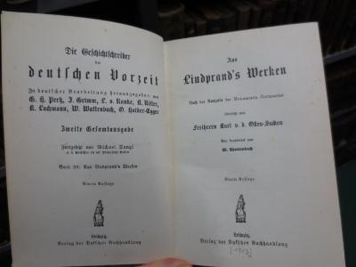 I 8141 d 29, 2. Ex.: Aus Liudprand's Werken (1913)