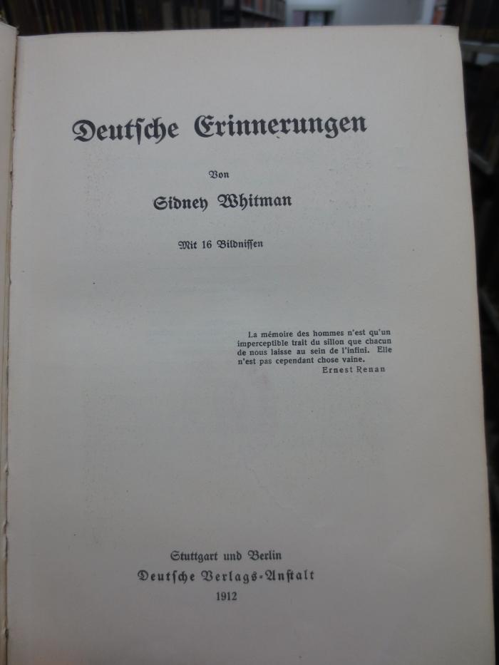 I 14037 3. Ex.: Deutsche Erinnerungen (1912)