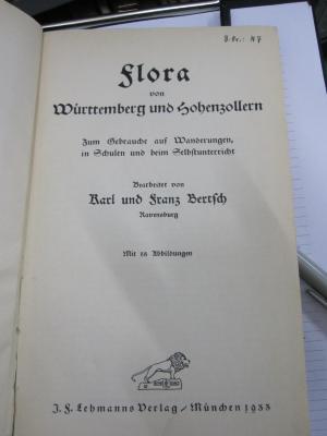 Kf 471: Flora von Württemberg und Hohenzollern : zum Gebrauche auf Wanderungen, in Schulen und beim Selbstunterricht (1933)