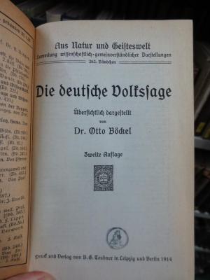 I 13532 b, 2. Ex.: Die deutsche Volkssage (1914)