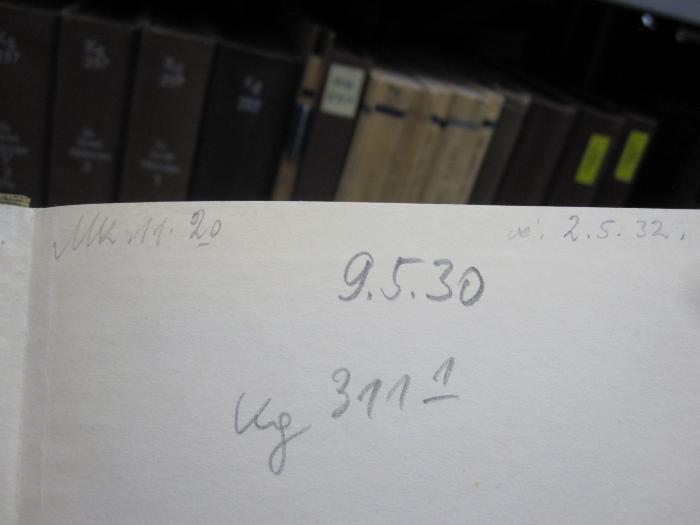 Kg 311 1 2.Ex.: Käfer, Wespen, Libellen, Heuschrecken usw. (1932);G45 / 1431 (unbekannt), Von Hand: Datum, Nummer; 've: 2.5.32.'. ;G45 / 1431 (unbekannt), Von Hand: Datum, Nummer; '9.5.30'. ;G45 / 1431 (unbekannt), Von Hand: Preis, Nummer; 'Mk 11.20'. 