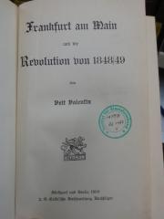 I 20708 2. Ex.: Frankfurt am Main und die Revolution von 1848/49 (1908)